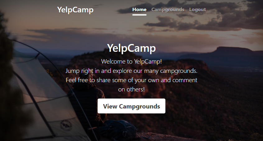 Image of YelpCamp's start page